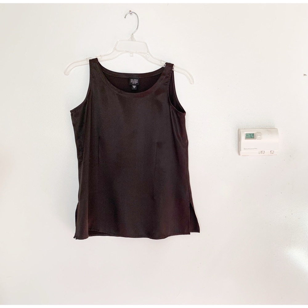 Eileen Fisher Brown Silk Sleeveless Blouse Top - Picture 3 of 9